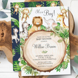 Jungle Animals Baby Shower Greenery Safari Boy Einladung