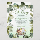 Jungle Animals Baby Shower Greenery Safari Boy Einladung (Vorne/Hinten)