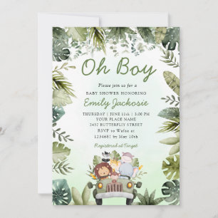 Jungle Animals Baby Shower Greenery Safari Boy Einladung