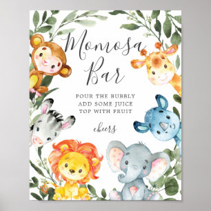 Jungle Animals Baby Shower Mimosa Bar Sign Poster