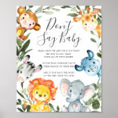 Jungle Animals Babydusche Sage kein Babyzeichen Poster (Vorne)