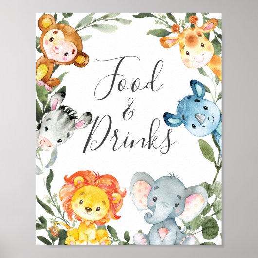 Jungle Animals Babydusche - Unterschrift Poster (Vorne)