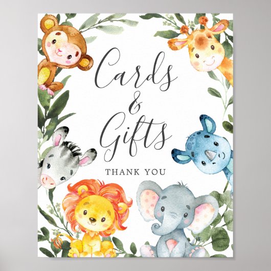 Jungle Animals Babyduschkarten und Geschenke Zeich Poster (Vorne)
