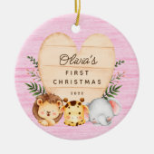 Jungle Animals Baby's First Christmas Keramik Ornament (Vorne)