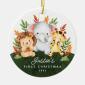 Jungle Animals Baby's First Christmas Keramik Ornament (Vorne)