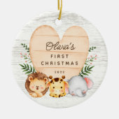 Jungle Animals Baby's First Christmas Keramik Ornament (Vorne)