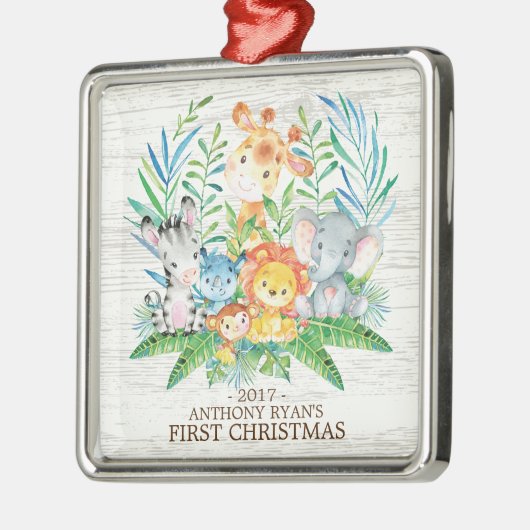 Jungle Animals Baby's First Christmas Ornament (Links)
