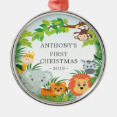 Jungle Animals Baby's First Christmas Ornament (Vorne)