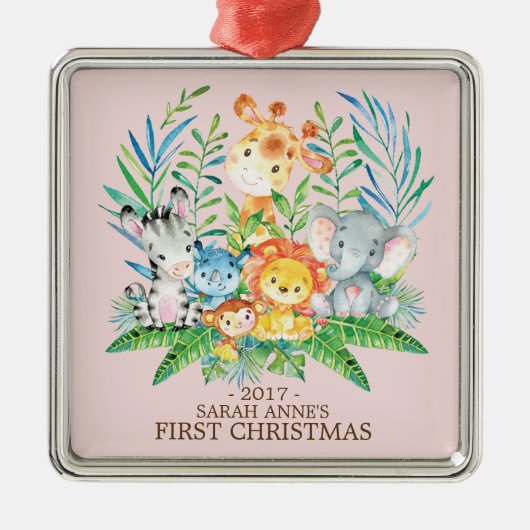 Jungle Animals Baby's First Christmas Ornament (Vorne)