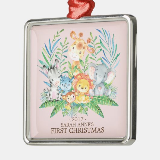 Jungle Animals Baby's First Christmas Ornament (Links)