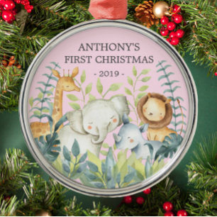 Jungle Animals Baby's First Christmas Ornament