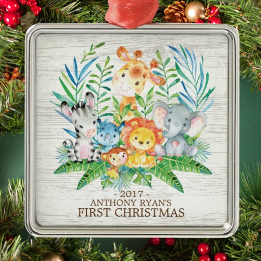 Jungle Animals Baby's First Christmas Ornament