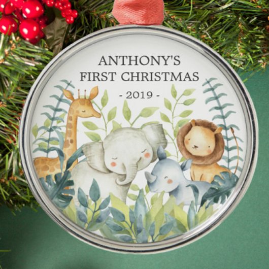 Jungle Animals Baby's First Christmas Ornament