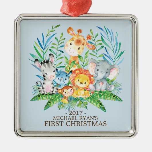 Jungle Animals Baby's First Christmas Ornament (Vorne)