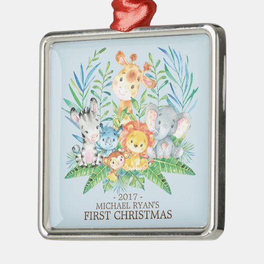 Jungle Animals Baby's First Christmas Ornament (Links)