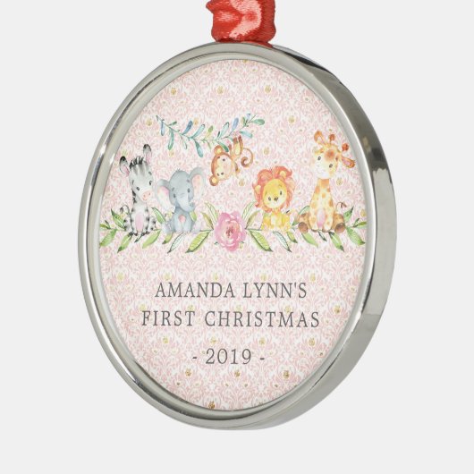 Jungle Animals Baby's First Christmas Ornament (Links)