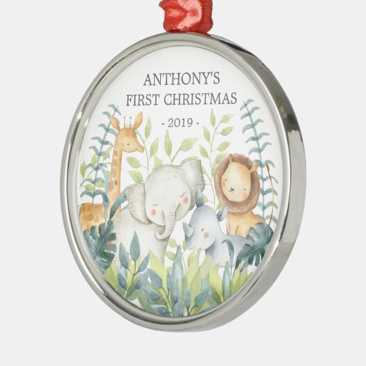 Jungle Animals Baby's First Christmas Ornament (Links)