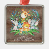 Jungle Animals Baby's First Christmas Ornament (Vorne)