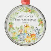 Jungle Animals Baby's First Christmas Ornament (Vorne)