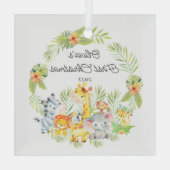Jungle Animals Baby's First Christmas Ornament Aus Glas (Rückseite)