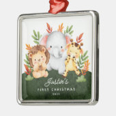 Jungle Animals Baby's First Christmas Ornament Aus Metall (Links)