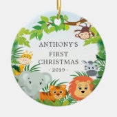 Jungle Animals Baby's Foto Weihnachtsdekoration Keramik Ornament (Vorne)