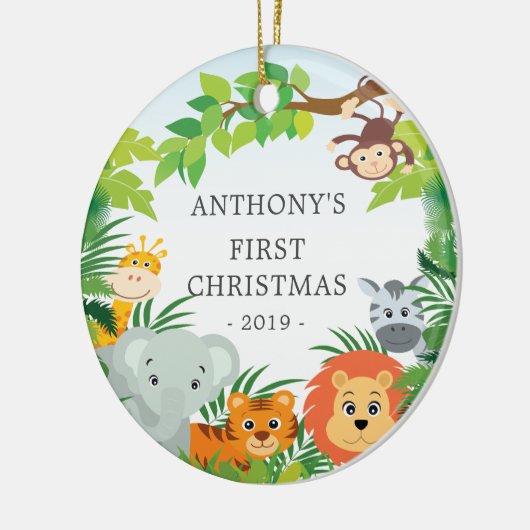 Jungle Animals Baby's Foto Weihnachtsdekoration Keramik Ornament (Links)