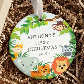 Jungle Animals Baby's Foto Weihnachtsdekoration Keramik Ornament