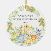 Jungle Animals Baby's Foto Weihnachtsdekoration Keramik Ornament (Vorne)
