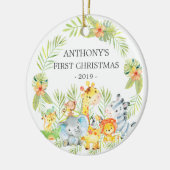 Jungle Animals Baby's Foto Weihnachtsdekoration Keramik Ornament (Links)