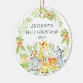 Jungle Animals Baby's Foto Weihnachtsdekoration Keramik Ornament (Links)