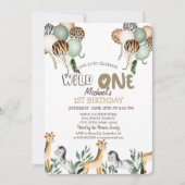 Jungle Animals Balloons 1. Geburtstag Einladung (Vorderseite)