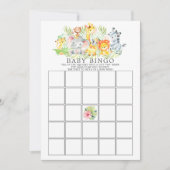 Jungle Animals BINGO Babyduschenspiel Einladung (Vorderseite)