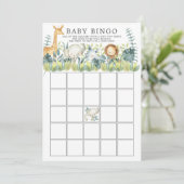 Jungle Animals BINGO Babyduschenspiel Einladung (Stehend Vorderseite)