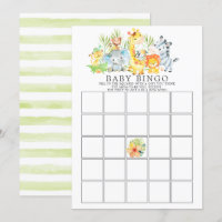 Jungle Animals BINGO Babyduschenspiel