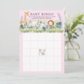 Jungle Animals BINGO Babyduschenspiel Einladung (Stehend Vorderseite)