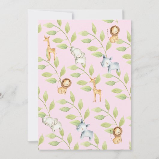 Jungle Animals BINGO Babyduschenspiel Einladung (Rückseite)