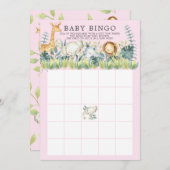 Jungle Animals BINGO Babyduschenspiel Einladung (Vorne/Hinten)