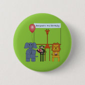 Jungle Animals Birthday Party Button - auf Grün (Vorderseite)