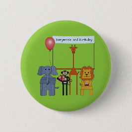 Jungle Animals Birthday Party Button - auf Grün