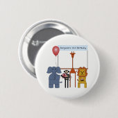 Jungle Animals Birthday Party Button - auf weiß (Vorne & Hinten)