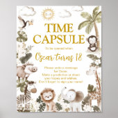 Jungle Animals Birthday Party Time Capsule Sign Poster (Vorne)