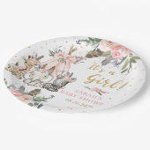 Jungle Animals Boho Tribal Girl Baby Dusche Rundga Pappteller (Schrägansicht)