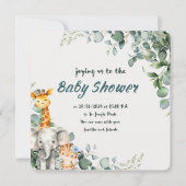 Jungle Animals Boy Baby Shower Einladung (Vorderseite)