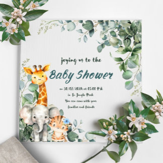 Jungle Animals Boy Baby Shower Einladung