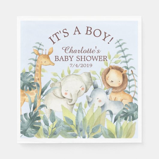 Jungle Animals Boys Baby Duschpapier Napkins Serviette (Vorderseite)