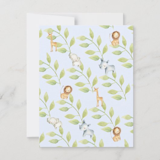 Jungle Animals Boys Babydusche Einladung (Rückseite)