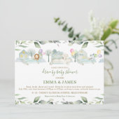 Jungle Animals Cars Greenerity Drive by Baby Showe Einladung (Stehend Vorderseite)