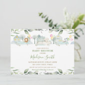 Jungle Animals Cars Greenery Kinderdusche Mädchen Einladung (Stehend Vorderseite)