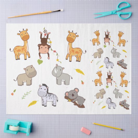 Jungle Animals Collection 1 Decoupage Seidenpapier (Basteln)